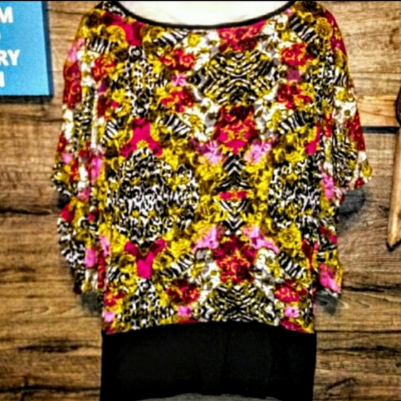 Cato Top Size 26/28W Dolman Floral Zebra Print - Picture 3 of 10